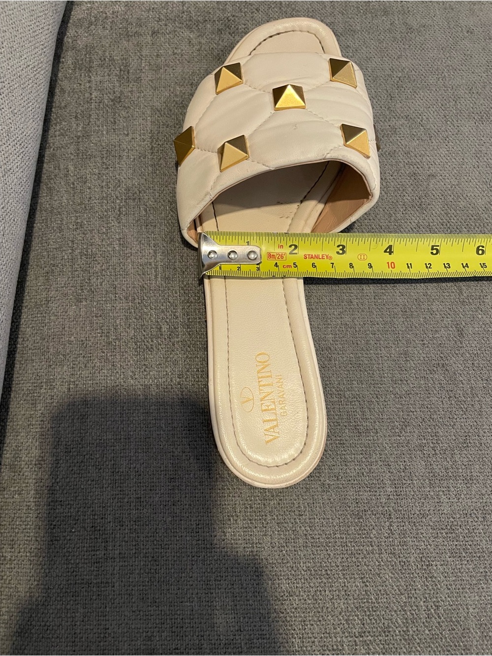 Valentino Cream Sandals with Gold Studs - Picture 6 of 6
